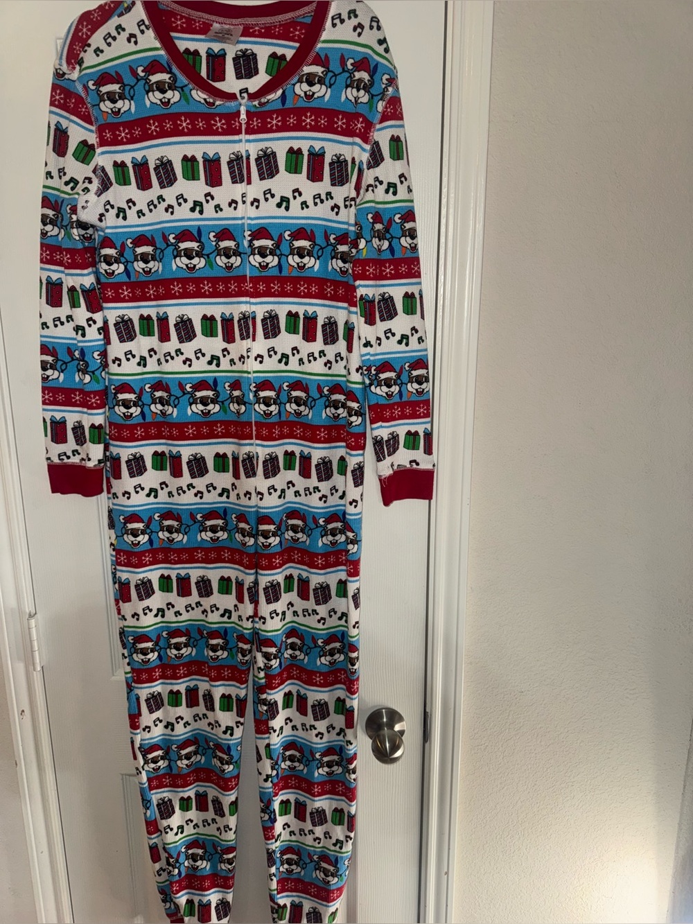 Buc-ee’s White Red and Blue Holiday Pajama One-Piece